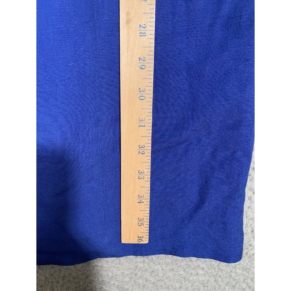 Deane & White Dress Blue Linen Blend Sleeveless Lined Size 10 Back Zipper - Picture 3 of 8